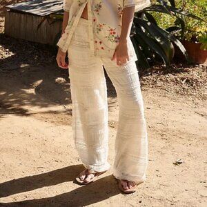 Free People FP One Aiden Lace Pants Drawstring Tiered Mid-Rise L